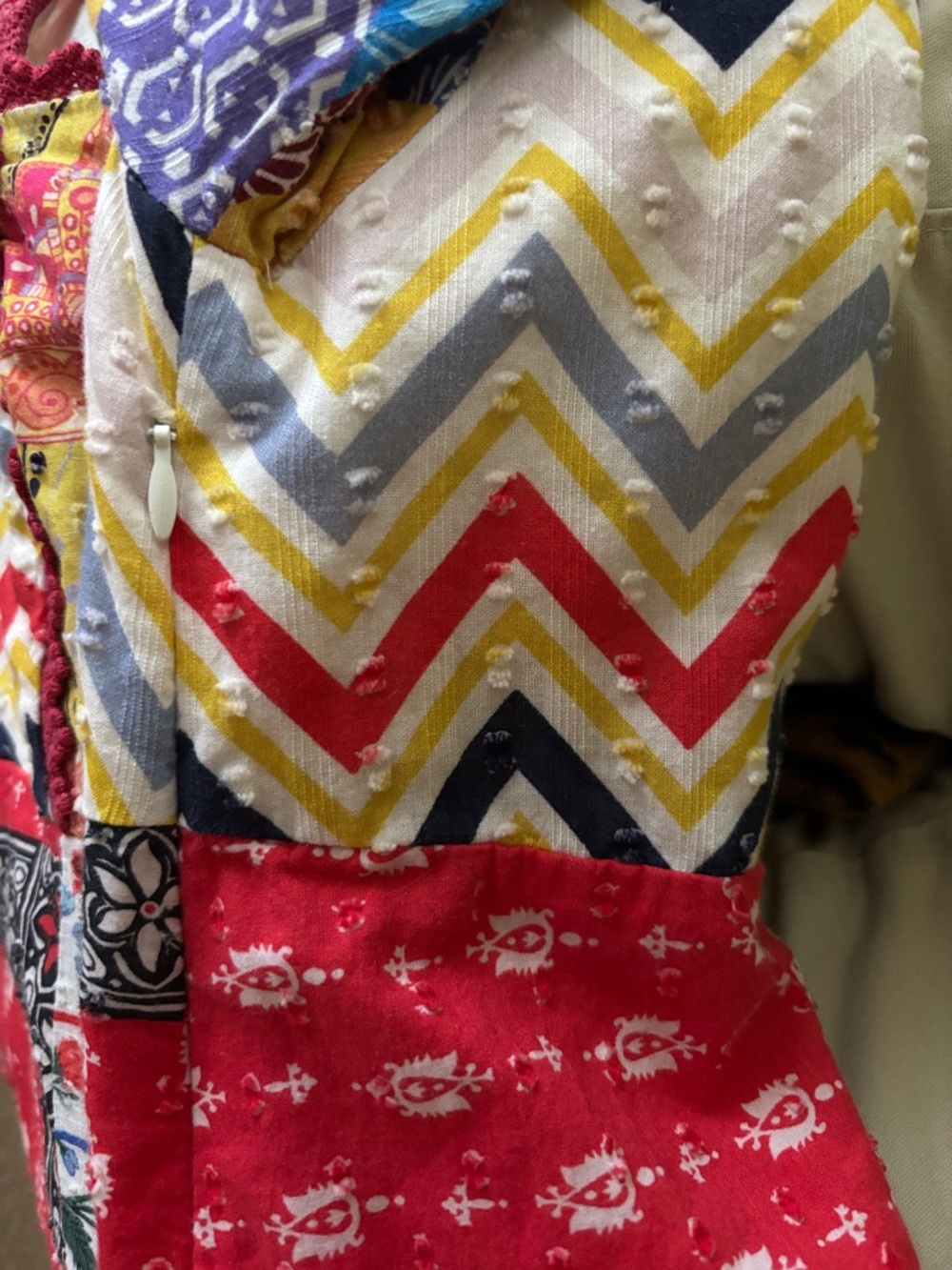 Anthropologie Let Me Be Boho Patchwork Multicolor Women's Peasant Top - Picture 11 of 14